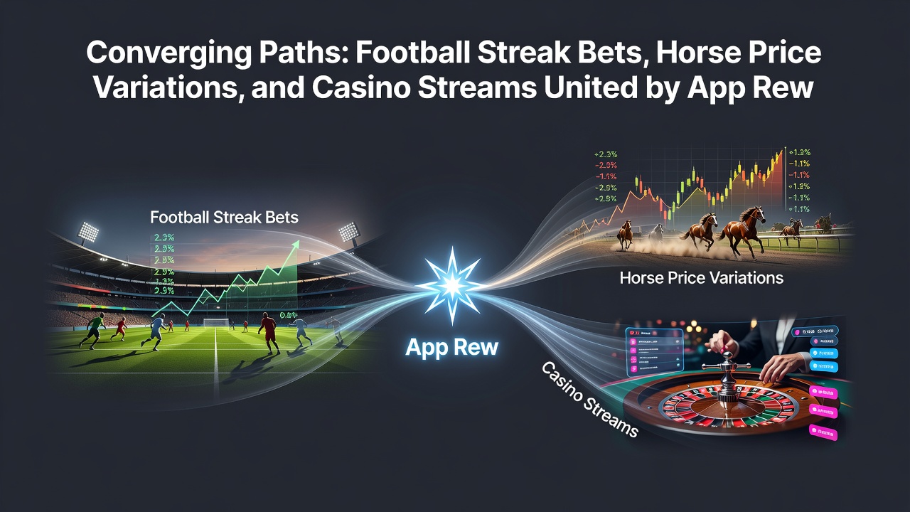 Split screen view of horse racing odds board next to live casino dealer table with active reward balance display