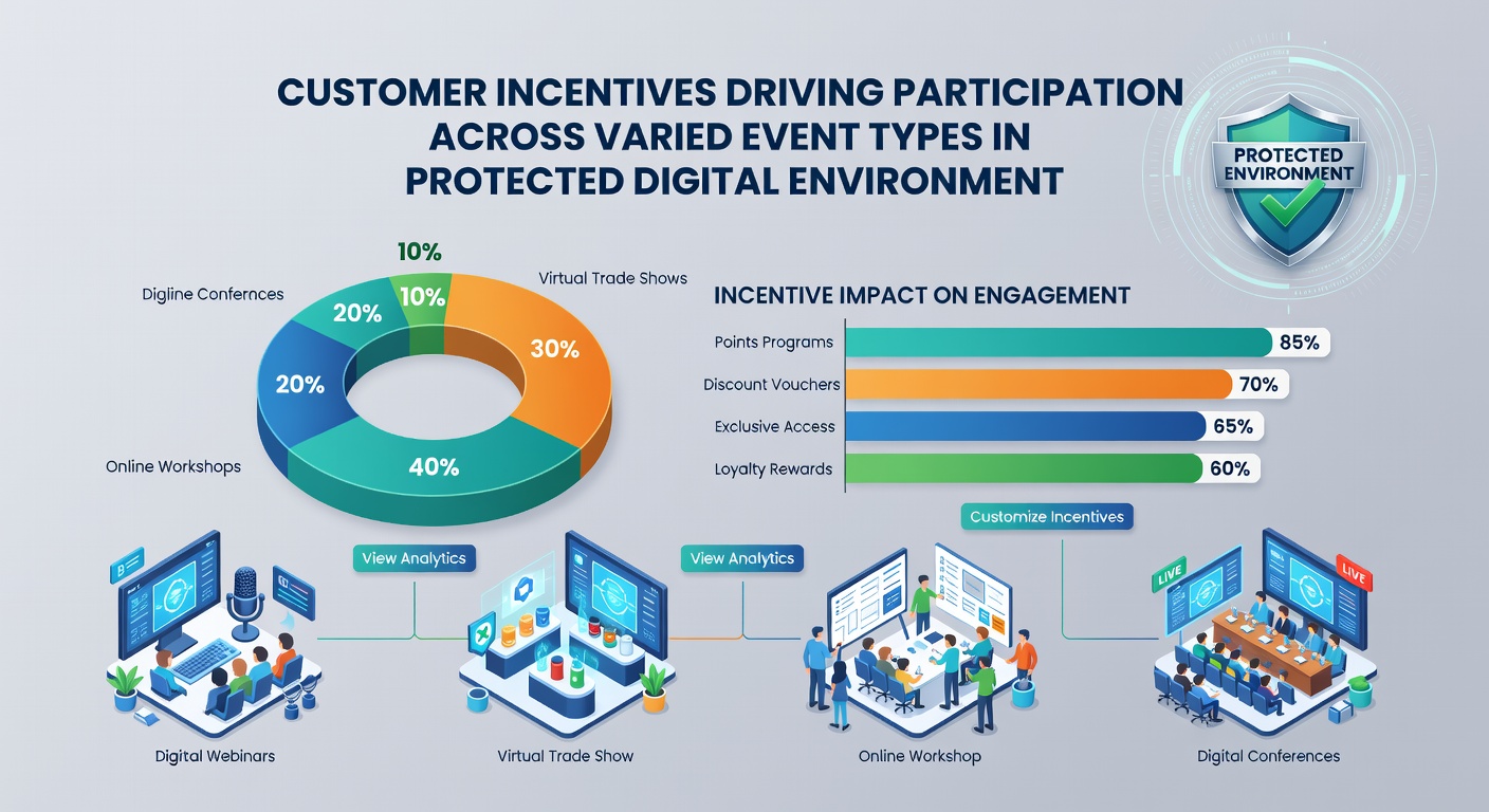 Diverse event types displayed on a secure mobile interface with active incentive notifications