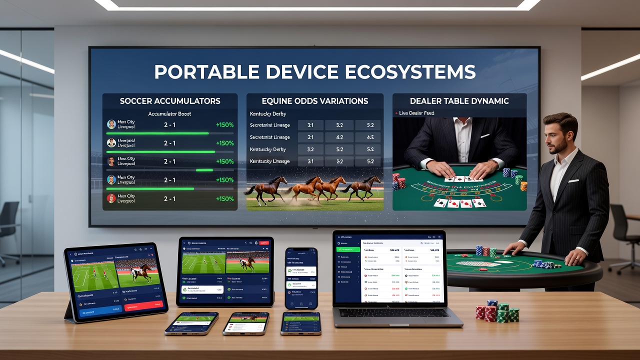 Smartphone screen showing live dealer table alongside horse racing odds and secure transaction confirmation