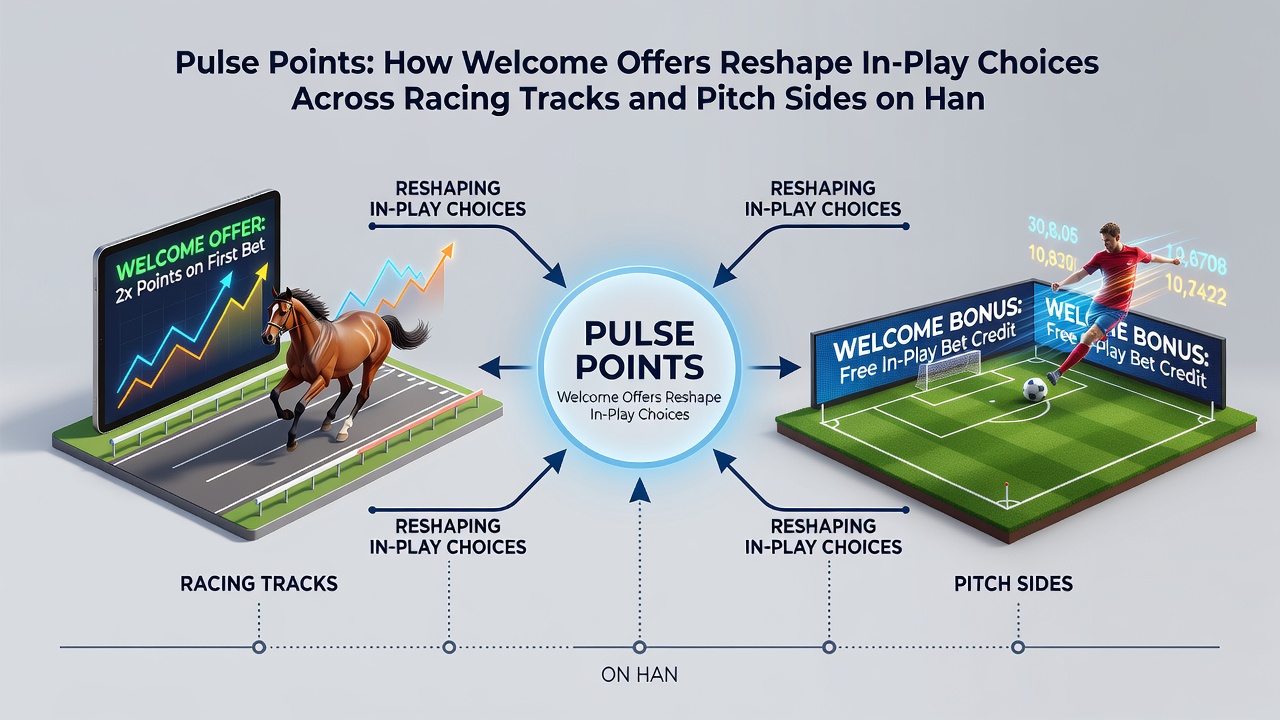 Close-up of a handheld screen displaying live football odds with active welcome bonus balance during an in-play session